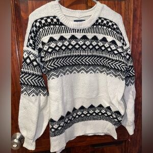 American Eagle Outfitters Black and White Crewneck Sweater Womens XS